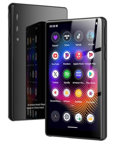 128GB MP3 Player with Bluetooth and WiFi，Music Video Player with Spotify Pandora,Amazon Music, 5" Touch Screen Android MP4 MP3 Player for Kids with Audible, YouTube, Spotify Kids,up to 256GB(Black)