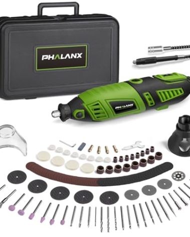 180W Rotary Tool Kit, 1.5-Amp PHALANX 6 Variable Speed with Flex Shaft, 8000-32000RPM Multi-Tool& 139pcs Accessories Kit, Power Multiuse Set Prefect for Crafting Projects and DIY Creations…