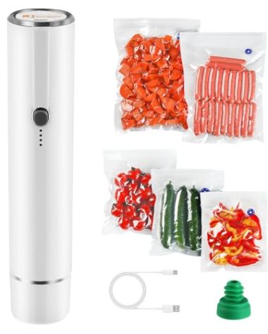 Vacuum Sealer, Handheld Vacuum Sealer for Food Fresh & Save with 5PCS Vacuum Bags and Wine Saver Vacuum Stoppers
