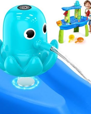 Water Table Pump - Cordless & Rechargeable Water Pump for Water Table with Magnetic Octopus Design, Quick-Install Outdoor Sand/Water Play Toys & Durable Accessories for Toddlers Kids (Green)