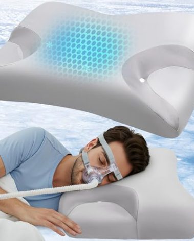 IKSTAR Cooling CPAP Pillow for Side Sleepers - Sleep Apnea Pillow for CPAP User - Reduce Air Leak/Hose Tangle/Mask Pressure - Memory Foam Neck Support Nasal Pillows Side/Back/Stomach Sleeper