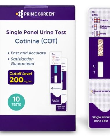 Prime Screen [10 Pack] Nicotine Tobacco Cotinine Urine Test Kit - Urine Dip Card Testing Cotinine from Smoking - WCOT-114