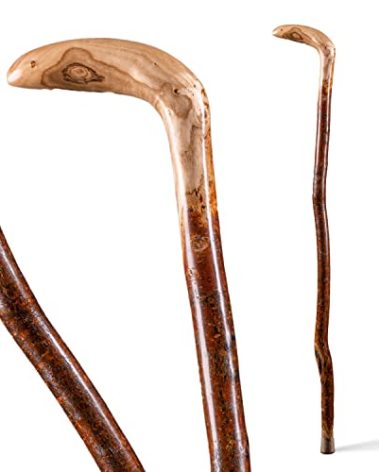 Brazos Rustic Wood Walking Cane, Hardwood, Root Style Handle, for Men & Women, Made in the USA, 37"
