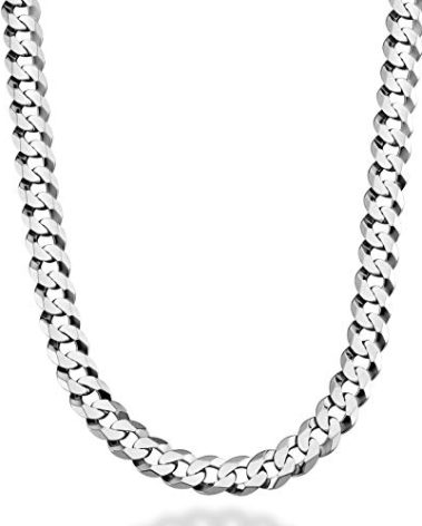 Miabella Italian Solid 925 Sterling Silver 9mm Diamond-Cut Cuban Link Curb Chain Necklace For Men, Made in Italy (Length 20 Inches)