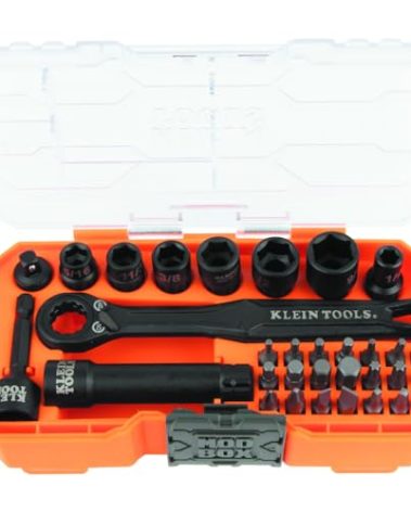 Klein Tools 65300 KNECT 32-Piece Pass Through Socket Set, SAE Impact Socket Set with MODbox Case, 1/4-Inch Drive, Sockets, Bits and Accessories