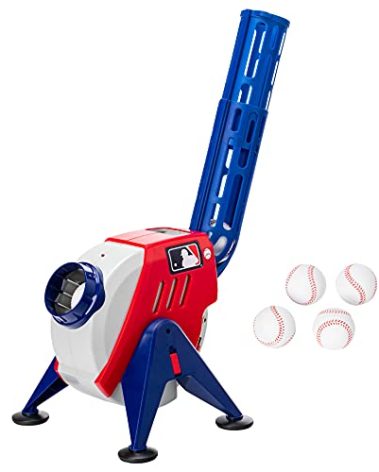 Franklin Sports Kids MLB Pitching Machine - MLB Baseball Pitching Machine for Kids Batting Practice - MLB Power Pitcher with Adjustable Speeds and Launch Angles (White/Red)