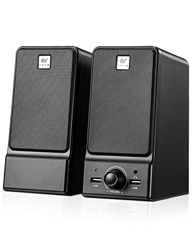 OROW USB Computer Speakers,Hi-Fi Stereo PC Speakers,16W Desktop Speaker,Built-in DSP Sound Chip, Deep Bass&Pure Vocal,Laptop Speakers with Headphone Jack(S203)