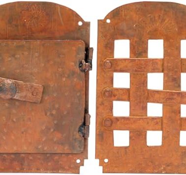 A29 Hand Forged Speakeasy Door Grill with Viewing Door, Rust Finish
