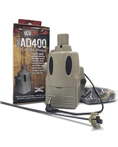 Icotec AD400 Electronic Predator Decoy – Lightweight, Compact, and Quiet – Includes Speed Dial, Intermittent Motion, LED Lights, 2 Quick Change Toppers – for Use GC300, GC320, GC350 and GC500