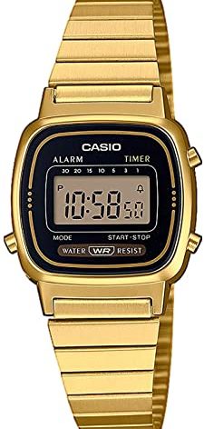 Casio Women's Vintage LA670WGA-1DF Daily Alarm Digital Gold-tone Watch