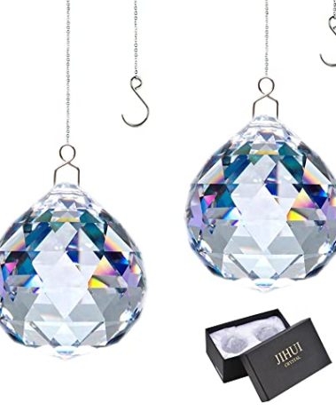 Suncatcher Crystals Ball Prism Window Rainbow Maker with Chain for Easy Hanging 40 mm 2 Pack