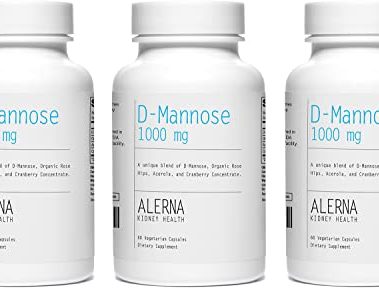 D-Mannose 1000 mg - Urinary Tract Health - with Cranberry Concentrate, Organic Rose HIPS, Acerola Extract - 60 Vegetarian Capsules (Pack of 3)