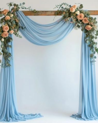 Wokceer Wedding Arch Draping Fabric 28.7" x 20FT Baby Blue Sheer Drapes Backdrop Arch Draping Fabric for Wedding Ceremony Birthday Party Bridal Shower Decoration