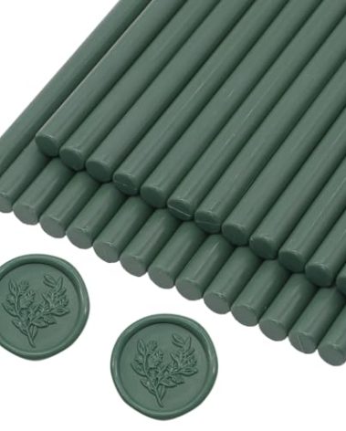 Olive Green Wax Seal Sticks 26pcs, Andotopee Glue Gun Wax Seal Sticks for Wax Seal Stamp, Premium Sealing Wax for Envelope Letter Seal Wedding Invation Craft Adhesive, Great Gift Ideas (Mini Size)