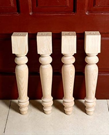 decorluxes Farmhouse Table Legs, Legs for Furniture Set of 4 Unfinished Wood Furniture | Dining Table Legs | Easy to Paint Any Color You Want (Furniture Legs 16 Inch)