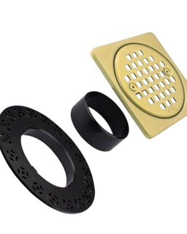 4-Inch-Drain-Grate Kit Compatible with Schluter Kerdi-Drain-Flange-Square Shower Floor Drain Matte Gold