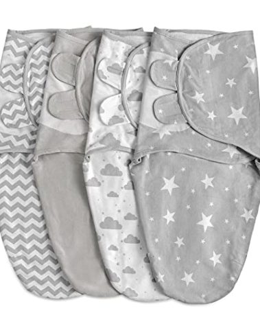 Organic Baby Swaddle Sleep Sacks, 4-Pack Swaddles for Newborns Baby Essentials, Infant 0-3 Months, 100% Cotton Soft & Snug Adjustable Wrap Nursery Swaddling Blankets Improves Sleep