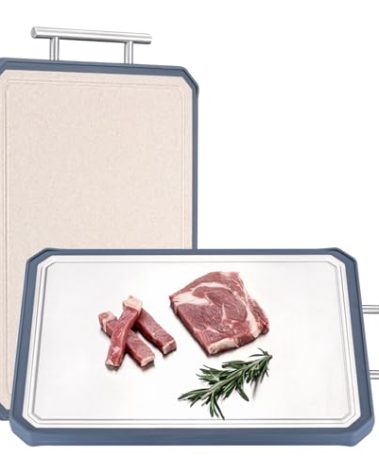 Double Sided Cutting Board,Titanium Cutting Boards for kitchen, Pure Titanium and Wheat straw Cutting Board, Easy to Clean Large size Chopping Board Dishwasher Safe 16"x 11"