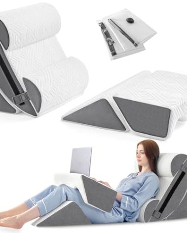 6pcs Orthopedic Bed Wedge Pillow Set for Sleeping, Post Surgery Foam for Body, Back and Leg Pain Relief Comfortable & Adjustable Support Pillows-Anti Snoring, Heartburn, Acid Reflux & GERD Sleeping