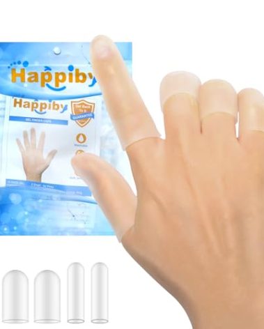 20Pcs Gel Finger Cots, Small Silicone Finger Protectors Sleeves, Fingertip Cover Caps to Heal Cracked, Eczema, Peeling, Hangnails, Corn, Calluses