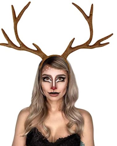 IGMaryBox Deer Antlers Headband Adjustable Reindeer Antlers Moose Cosplay Horns Headpiece Christmas Halloween Holiday Accessories Deer Costume for Adult Kids Brown