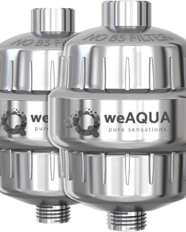 WeAQUA Heavy Duty Shower Filter Family 2 PACK – 99% Removal for Hard Water, Chlorine, Fluoride, Heavy Metals, Micro-life, Organics and More