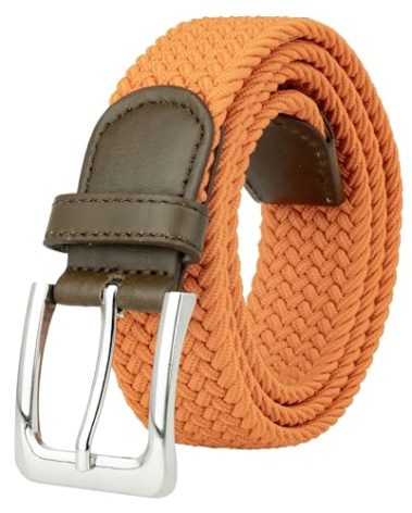 Canvas Elastic Fabric Woven Stretch Multicolored Braided Belts 2041-Orange-M