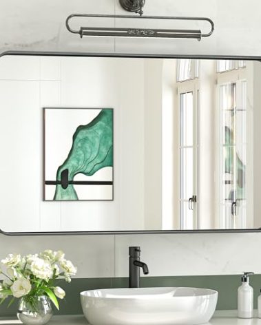 TokeShimi 40x24 Black Bathroom Mirror for Wall Vanity Mirror with Brushed Metal Frame Non-Rusting Aluminum Alloy for Modern Farmhouse Bedroom Living Room Decor (Horizontal/Vertical)