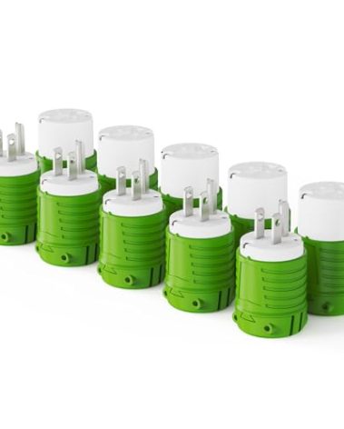 PLUGTUL Extension Cord Ends Male and Female, Replacement Plug & Connector Set, 3 Prong, 15Amp, 125Volt, NEMA 5-15P & NEMA 5-15R, ETL Listed, 5 Set, Green