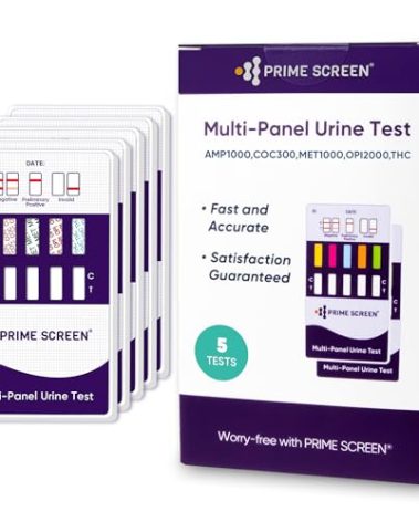 Prime Screen [5 Pack] 5 Panel Urine Drug Test Kit - Testing Instantly for 5 Different Drugs AMP, COC, MET (Meth), OPI, THC (Marijuana) - WDOA-254