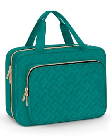 Wedama Toiletry Bag for Women, Medium Cosmetic Travel Bag, Hanging Toiletry Bag for Bathroom, Thickened PVC Waterproof Makeup Bag, Toiletries Bag for Travel Trips and Camping, Turquoise Green
