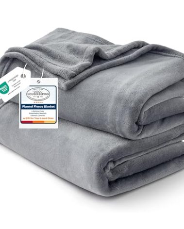 Bedsure GentleSoft Fleece Bed Blankets Queen Size Grey - Soft Lightweight Fuzzy Cozy Luxury Fall Blanket Microfiber, Room Home Decor Christmas Decorations Gifts for Women and Men, 90x90 inches