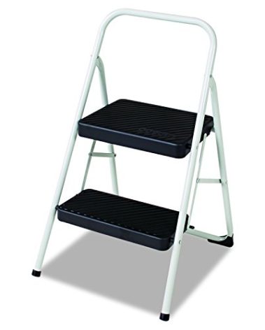 Cosco 11135CLGG1 2-Step Folding Steel Step Stool, 200lbs, 17 3/8w x 18d x 28 1/8h, Cool Gray