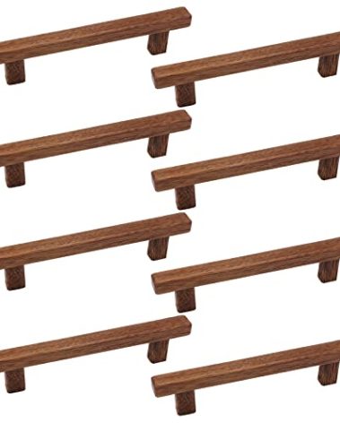 Semetall 8Pcs Walnut Wood Drawer Pulls,5 inch Hole Center Pull Handles Wood,Wooden Handles for Dresser Drawers,Cabinets,Kitchen,Wardrobe