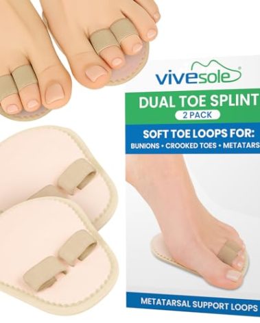 ViveSole Budin Splint Toe Straightener (Pair) - Hammer Toe Corrector for Women, Men - Crooked Toe, Joint Realign Cushion Brace for Claw, Curled - Metatarsal Support Loop Guard Alignment Corrector Wrap