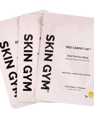 SKIN GYM Gold Foil Face Mask - With Bakuchiol and Super Hydra Complex With Sodium Hyaluronate and Amino Acids- Soothing, Anti Aging, Depuffing and Anti Wrinkle, 3 Pack