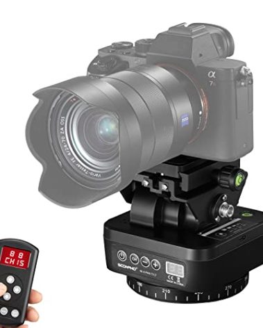 Soonpho M4 Motorized Rotating Panoramic Tripod Head, Remote Control Pan Tilt Head with Remote Control and Mobile Phone Clip for DSLR Cameras, Camcorders, Smartphones, Tripod