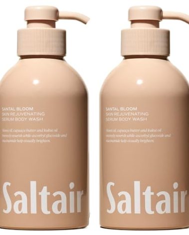 Saltair Body Wash, Santal Bloom 2-Pack. Moisturizing Body Cleanser with Monoi Oil and Cupuacu Butter. Luxury Shower Gel for Women. Vegan, Cruelty-Free Paraben Free. 2x 17oz Pump Bottles