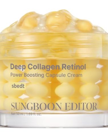 SUNGBOON EDITOR Deep Collagen Retinol Power Boosting Capsule Face & Neck Cream | Microneedling, White Spicules, Skin Firming, Hydration for Dry Skin, Wrinkles, Face Moisturizer, 1.69 fl.oz