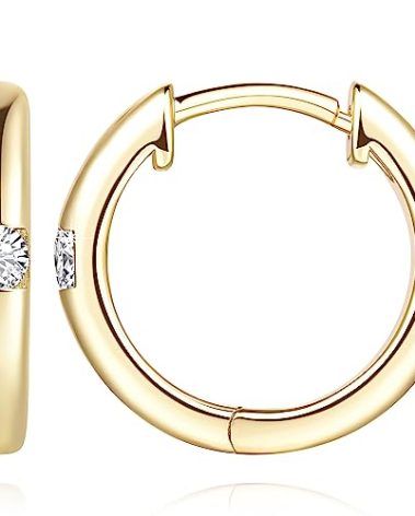 Fanglcy Gold Earrings for Women 14K Gold Hoop Earrings for Women Radiant Cubic Zirconia Comfortable Huggie Hoop Earring 15/20/25mm