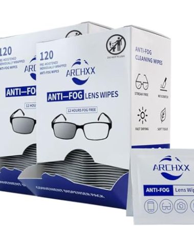 ARCHXX Anti Fog Wipes for Glasses, 240 Count,Pre-Moistened Cleaning Wipes, Lens Cleaner Wipe for Eyeglasses,Sunglasses,Goggles,Screen,Phone,Individually Wrapped Eye Glasses Cleaner