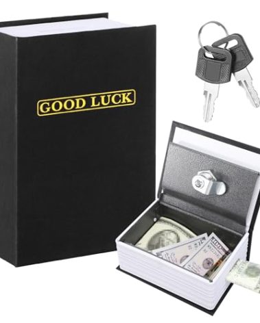 Havawish Metal Box Portable Winners Bank Casino Cash Box with Keys Good Luck Casino Player Safe Bank Wallet Book Safe for Cash Saving Go Home Money Gifts