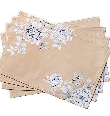 Maison d' Hermine Placemats Set of 4 100% Cotton Washable Cloth Place Mats, Reusable Table Mats for Thanksgiving Christmas Decorations Kitchen Dining Party Wedding (Pretty Autumn, 13" x 19")