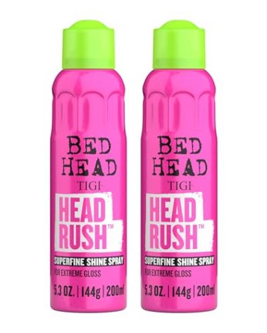 Bead Head by TIGI Superfine Headrush Shine Mist Hair Spray - For Extreme Gloss - For All Hair Types & Lengths - Finish on Dry Hair - Premium Hair Care Products for Women & Men - 5.3 oz (2 Pack)