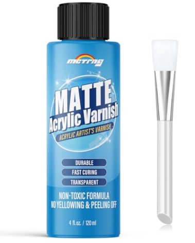 Matte Varnish for Acrylic Painting, Artist's Acrylic Varnish, Non-Yellowing, Non-Toxic, Anti-Crazing, Satin & Matte Finish, for Artwork, Acrylics Paint, Suitable for Pro Artists, Hobby Painter