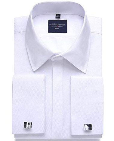 Alimens & Gentle Men's Dress Shirts French Cuff Long Sleeve Regular Fit Tuxedo Shirt(Color: White; Size: 18" Neck,34"/35" Sleeve)