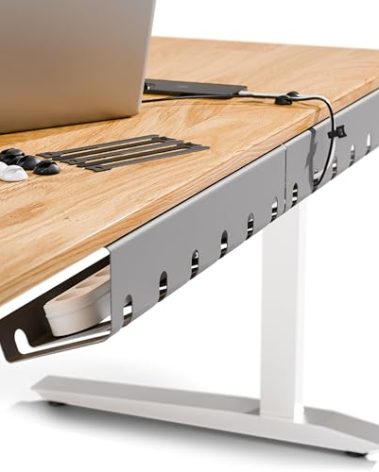 PAMO Cable Management Under Desk for Easy mounting Under-Table I Set of 3 - with 10X Cable Ties I Desk Organizer for Office/Home Office Table Thoughtful Cable Tray Holder