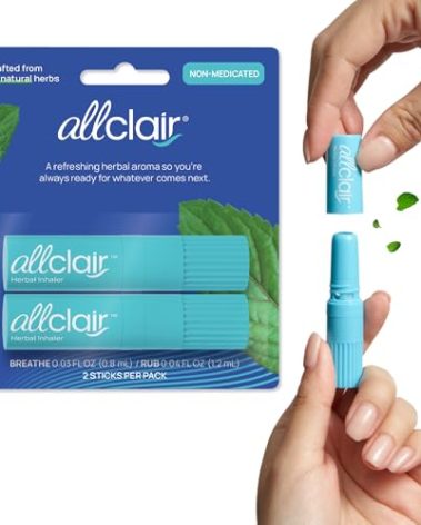 Allclair Nausea Relief Inhaler - Take Control of Motion Sickness, Morning Sickness, Medication, Stress - Fast, Natural, Drug-Free, Non-Drowsy & Portable Travel Essential - Pack of 2 Inhalers