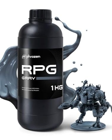 phrozen 3D Printer Rapid Resin [RPG], Low Shrinkage Superior Precision Smooth Surface Finish, 405nm LCD UV-Curing Photopolymer Resin, Gray (1KG)