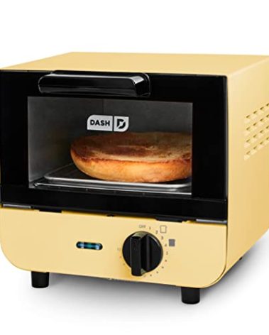 Dash Mini Toaster Oven Cooker for Bread, Bagels, Cookies, Pizza, Paninis & More with Baking Tray, Rack, Auto Shut Off Feature - Yellow